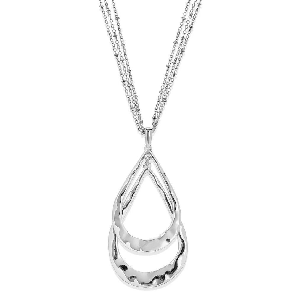 Style & Co Hammered Orbital Pendant Necklace Silver Tone 36" + 3" Extender